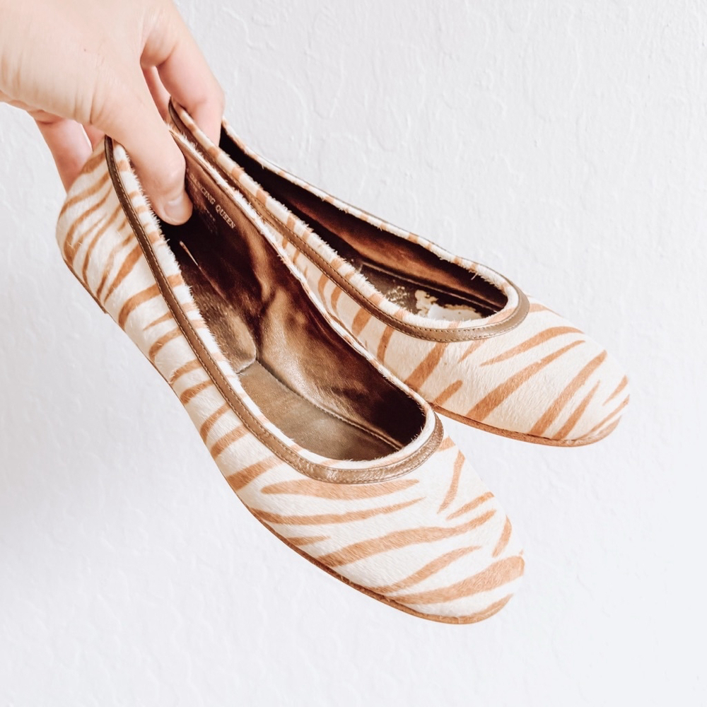 Kenneth Cole Reaction Women's Beige/Brown Zebra Print Ballet Flats Size 7 - Picture 1 of 8